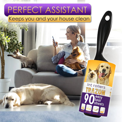 Lint Rollers Value Pack of 450 Sheets / 5 Refills, Sticky Roller, Lint Remover for Dog, Cat, Pet Hair, Lint Rollers for Clothes, Carpet, Couch, Furniture, Car Seats