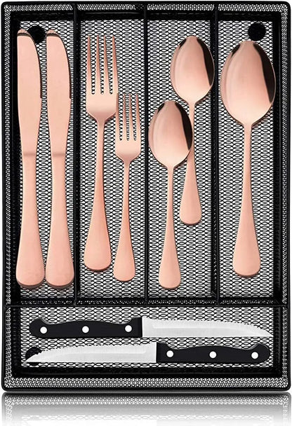 48-Piece Copper and Silverware Set