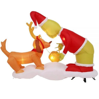 5 12 ft h x 6 5 ft w inflatable airblown holiday grinch and max scene