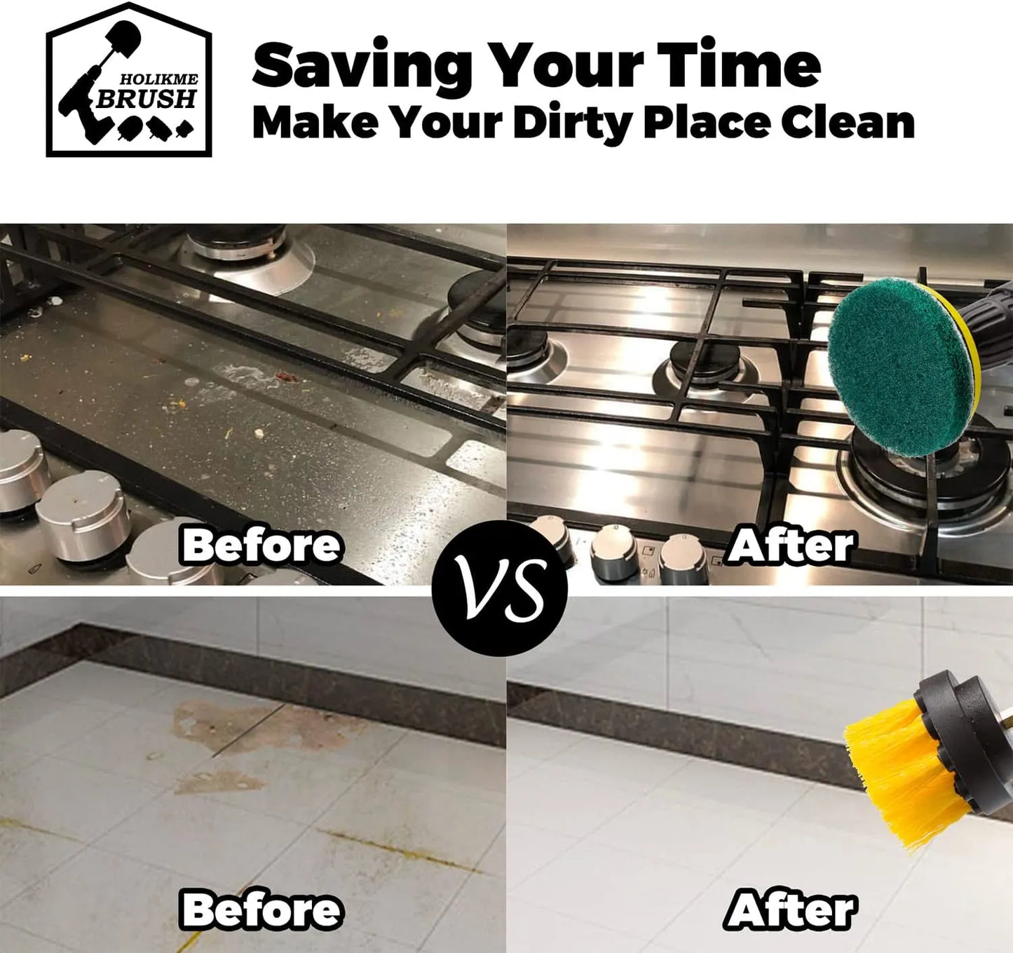 22Piece Drill Brush Attachments Set, Scrub Pads & Sponge, Buffing Pads, Power Scrubber Brush with Extend Long Attachment, Car Polishing Pad Kit