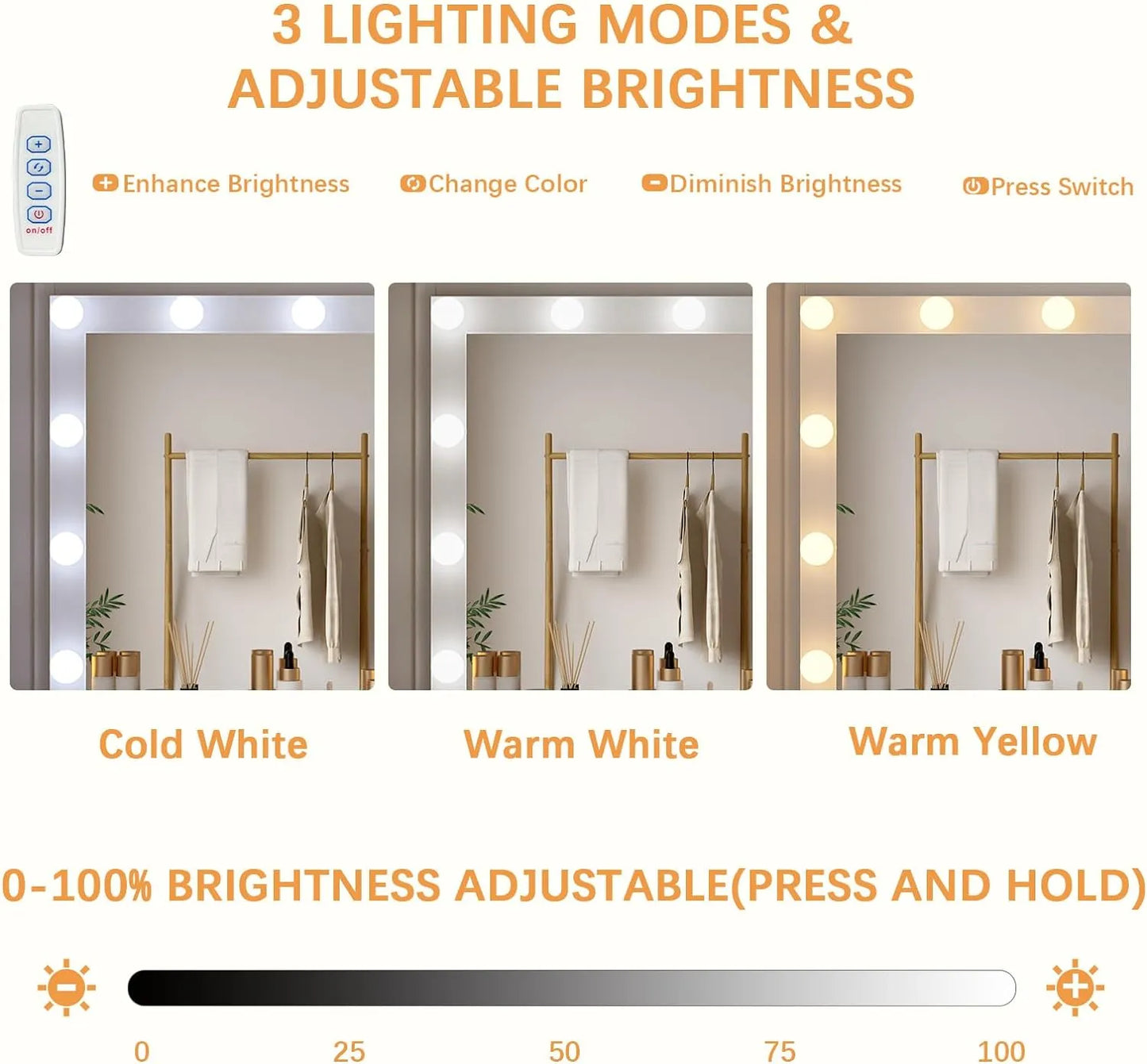 Makeup Vanity Desk with Mirror and Lights, White Vanity Table Set with Charging Station, LED Cabinet, 5 Drawers & Side Storage Bag, 3 Lighting Modes, Bedroom with Chair