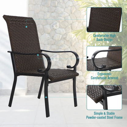 Rattan Metal Patio Dining Chairs, Set of 2