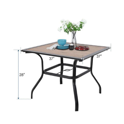 5-Piece Outdoor Dining Set 4 Swivel Steel Chairs and Square Table