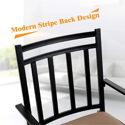 5-Piece Patio Fire Pit Set Steel Swivel Chairs With Cushions & 50,000BTU Square Fire Pit Table