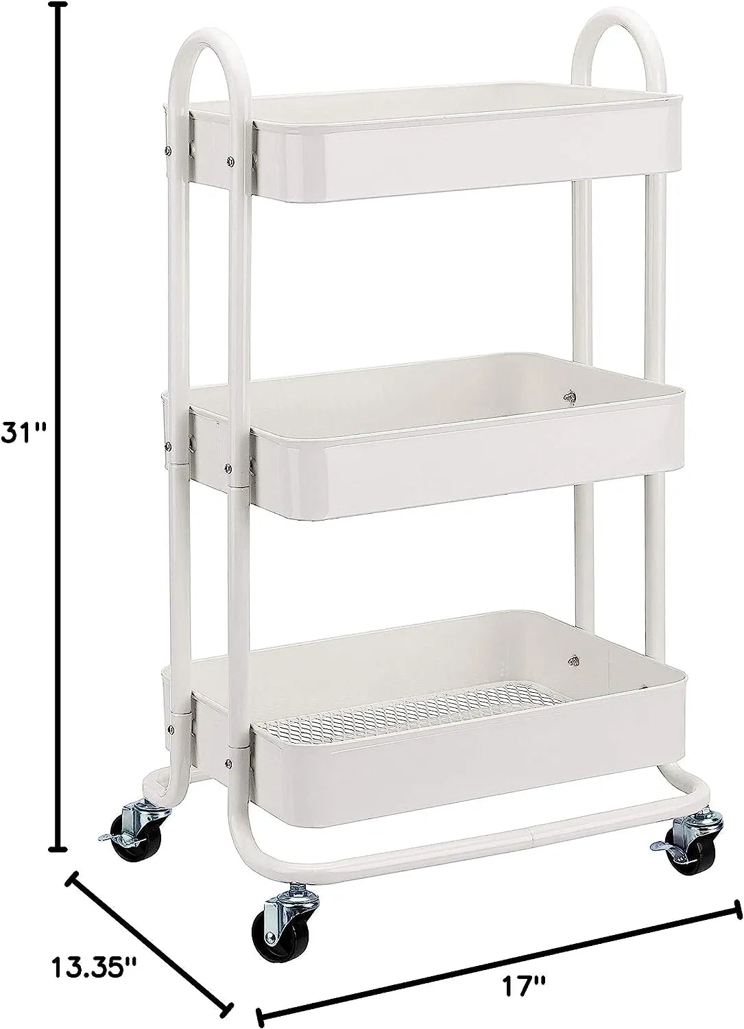 Basics 3-Tier Rolling Utility or Kitchen Cart - White