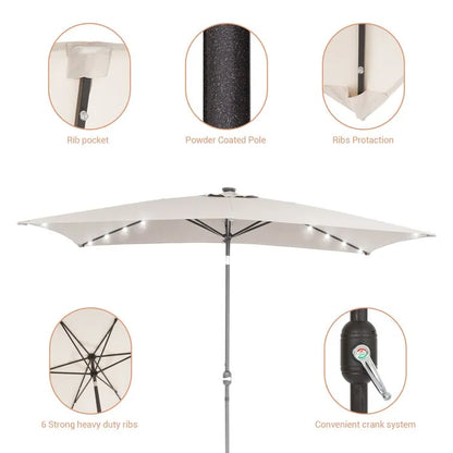 Doralice 120'' x 78'' Rectangular Lighted Market Umbrella