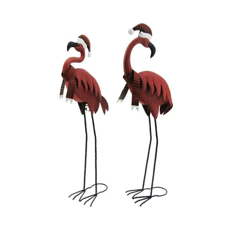 Set of 2 Pink Christmas Flamingos