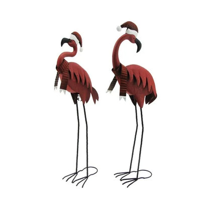 Set of 2 Pink Christmas Flamingos