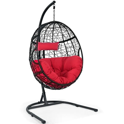 Outdoor Hanging Egg Chair Swing Hammock Chair Set with Stand & Cushion