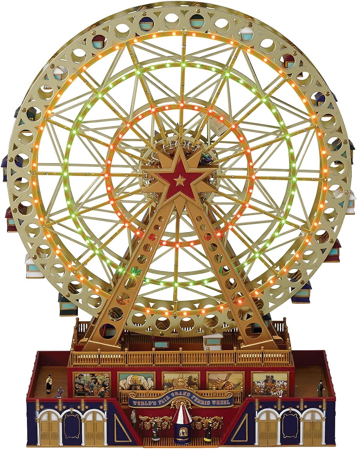 Mr. Christmas World's Fair Grand Ferris Wheel Musical Animated Indoor Christmas Decoration, 15 Inch, Gold