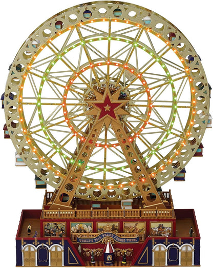 Mr. Christmas World's Fair Grand Ferris Wheel Musical Animated Indoor Christmas Decoration, 15 Inch, Gold
