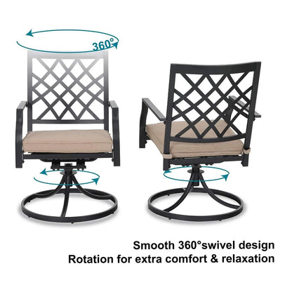 5-Piece Patio Fire Pit Set Steel Swivel Chairs With Cushions & 50,000BTU Square Fire Pit Table