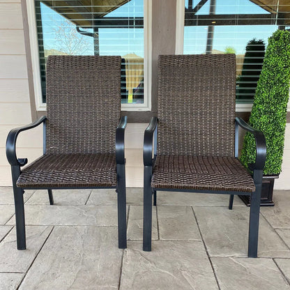 Rattan Metal Patio Dining Chairs, Set of 2