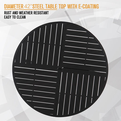 5-Piece Outdoor Dining Set 4 Swivel Steel Chairs and Square Table