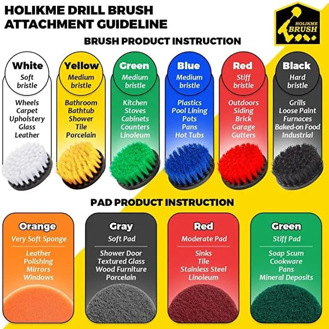 22Piece Drill Brush Attachments Set, Scrub Pads & Sponge, Buffing Pads, Power Scrubber Brush with Extend Long Attachment, Car Polishing Pad Kit