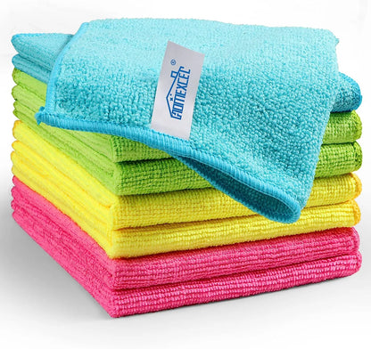 HOMEXCEL Microfiber Cleaning Cloth,12 Pack Cleaning Rag,Cleaning Towels with 4 Color Assorted,11.5"X11.5"(Green/Blue/Yellow/Pink)