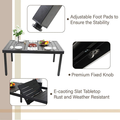 7-Piece/9-Piece Outdoor Patio Dining Set with Adjustable Table & Padded Textilene Swivel Chairs