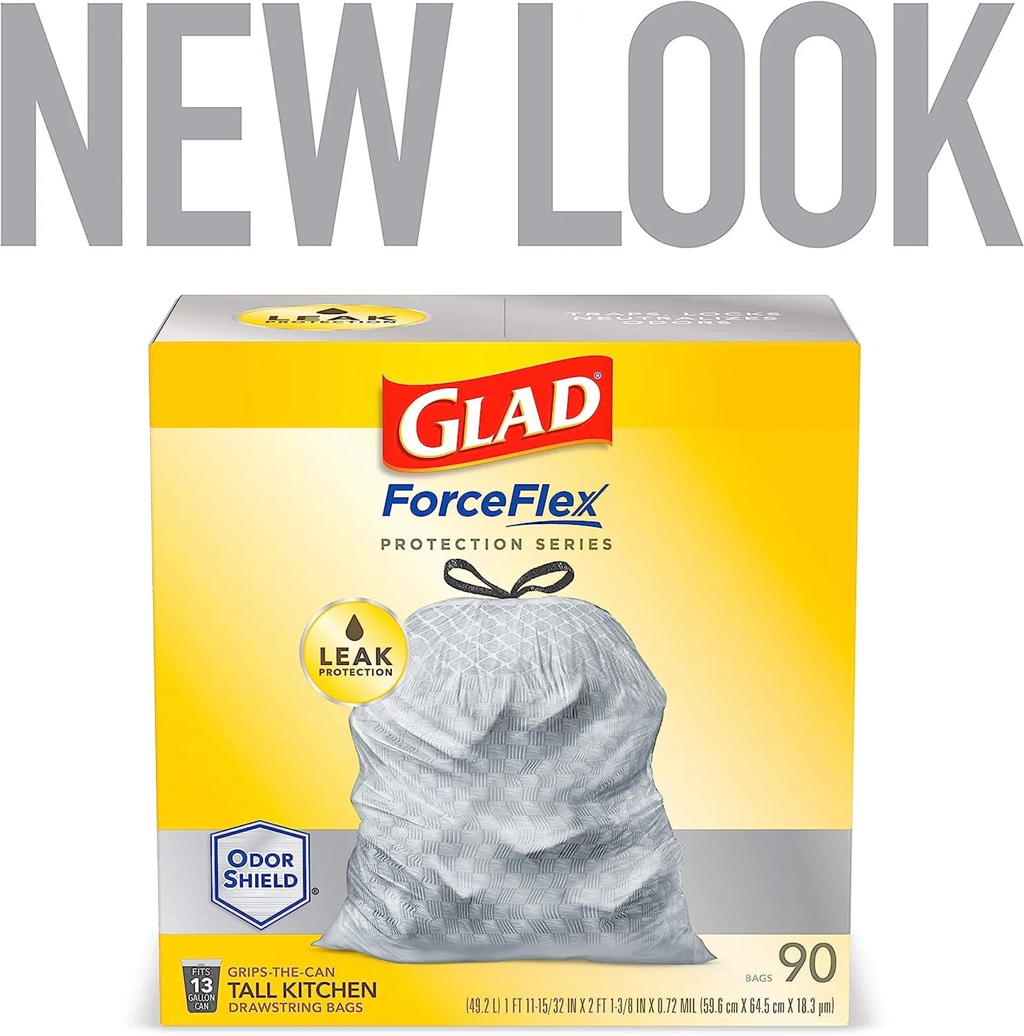 Glad Protection Series Force Flex Drawstring Fresh Clean Odor Shield 13 Gallon 1/110ct
