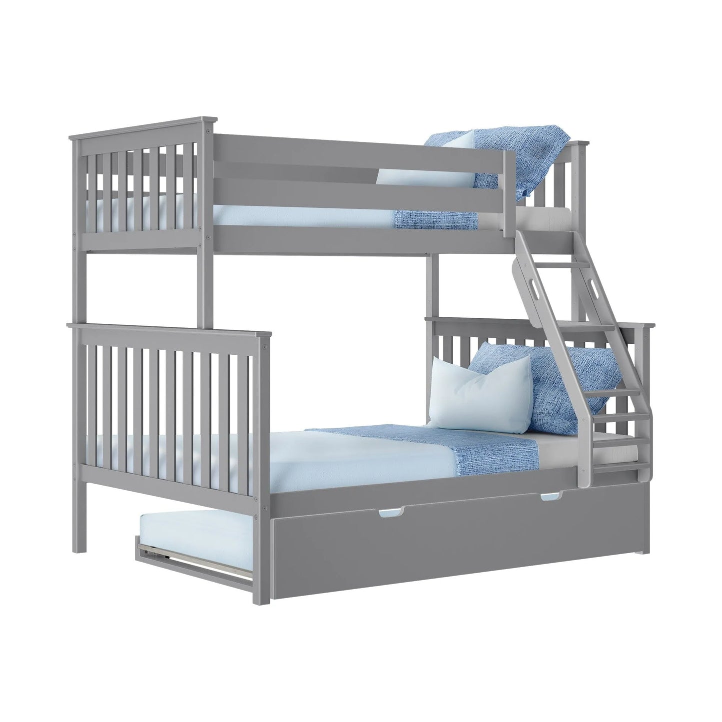 &#127876;Store Closing Sale&#128150;Kids Solid Wood Twin-Over-Full Bunk Bed + Trundle Bed