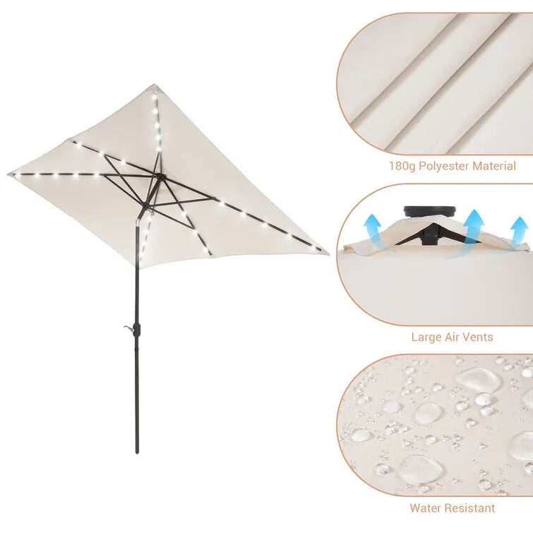 Doralice 120'' x 78'' Rectangular Lighted Market Umbrella