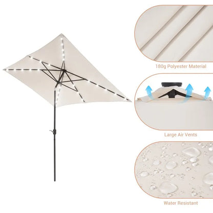 Doralice 120'' x 78'' Rectangular Lighted Market Umbrella