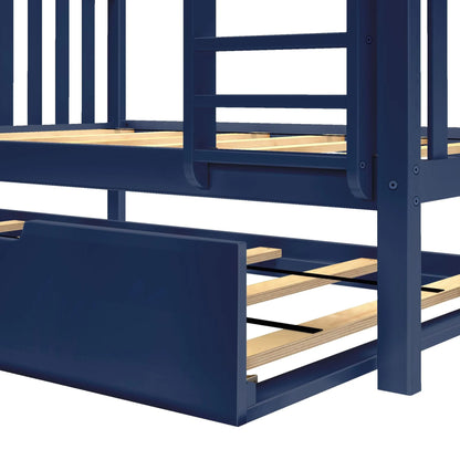 &#127876;Store Closing Sale&#128150;Kids Solid Wood Twin-Over-Full Bunk Bed + Trundle Bed