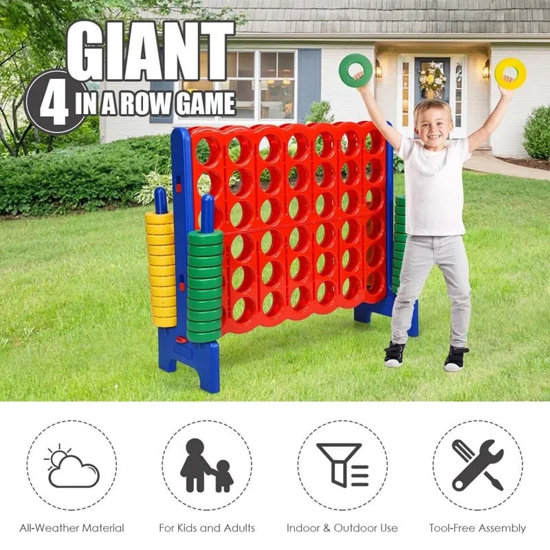 4-to-Score Giant Game Set with 42 Jumbo Rings & Quick-Release Slider