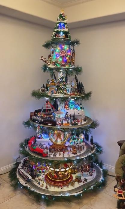 ☆Ferris wheel Christmas tree (with trains, Ferris wheel, brightly lit houses)