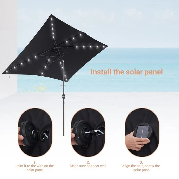 Doralice 120'' x 78'' Rectangular Lighted Market Umbrella