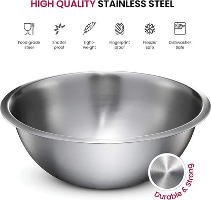 FineDine Stainless Steel Mixing Bowls (Set of 6) - Easy To Clean, Nesting Bowls for Space Saving Storage, Great for Cooking, Baking, Prepping