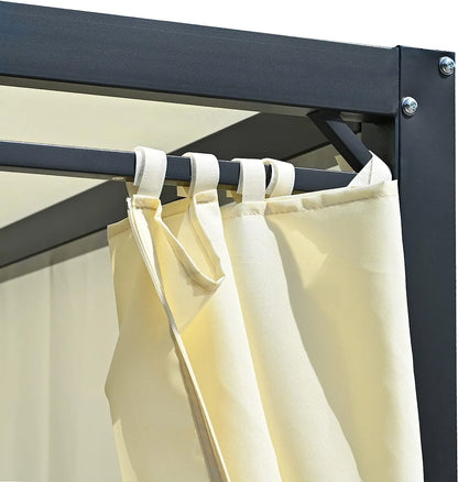 Merax 3-Seat Patio Swing Bed,Outdoor Porch Chair with Adjustable Canopy and Durable Steel Frame for Patio, Garden, Poolside Dark Grey