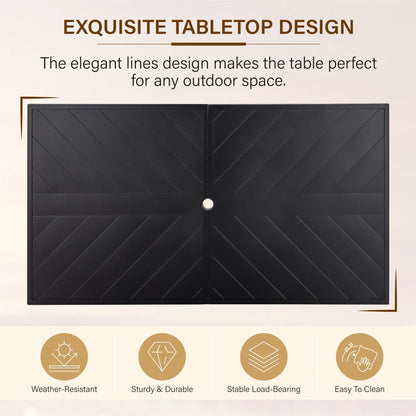 7-Piece Patio Dining Set With 6 Cushioned Steel & Rattan Chairs and Rectangle Table