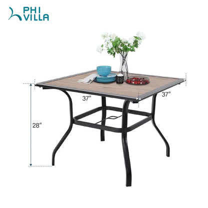 5-Piece Patio Dining Set 4 Textilene Swivel Chairs & Metal Steel Table