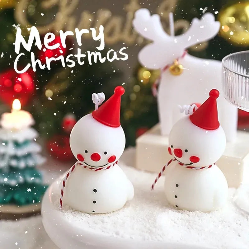 Christmas Scented Candle Snowman Aromatic Candles Gingerbread Man Atmosphere Candle Diy Craft Gift Christmas Party Decor