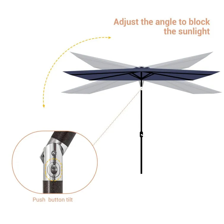 Doralice 120'' x 78'' Rectangular Lighted Market Umbrella