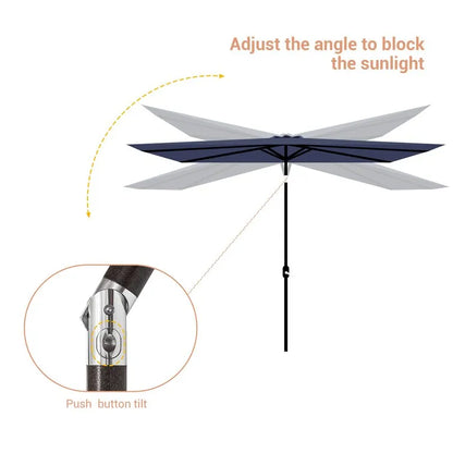 Doralice 120'' x 78'' Rectangular Lighted Market Umbrella