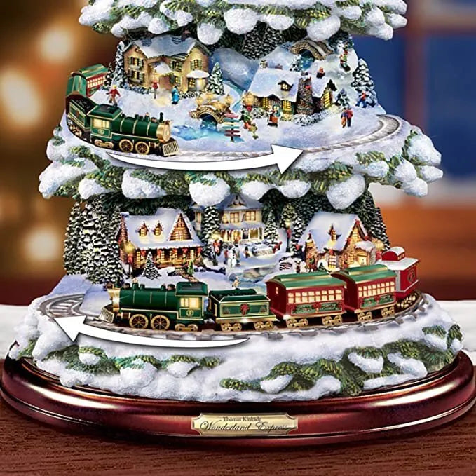 Animated Tabletop Christmas Tree with Train: Wonderland Express