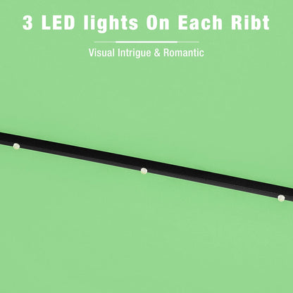 9/10ft Crank Open Patio Umbrella With 24 LED Lights & Ruffles