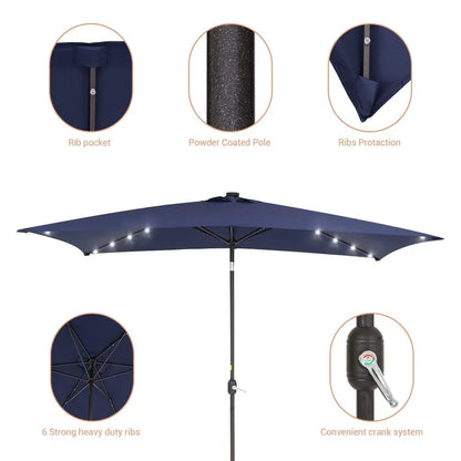 Doralice 120'' x 78'' Rectangular Lighted Market Umbrella