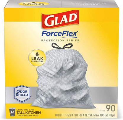 Glad Protection Series Force Flex Drawstring Fresh Clean Odor Shield 13 Gallon 1/110ct