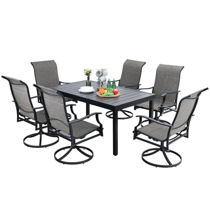 7-Piece/9-Piece Outdoor Patio Dining Set with Adjustable Table & Padded Textilene Swivel Chairs