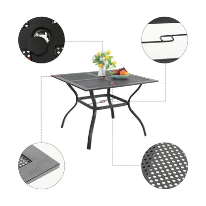 5-Piece Patio Dining Set 4 Textilene Swivel Chairs & Metal Steel Table