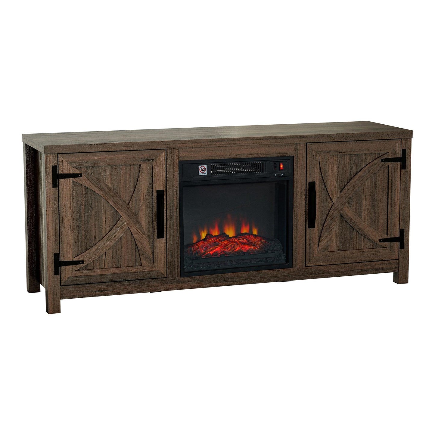 58" Farmhouse TV Stand with 18" Insert Electric Fireplace for Living Room