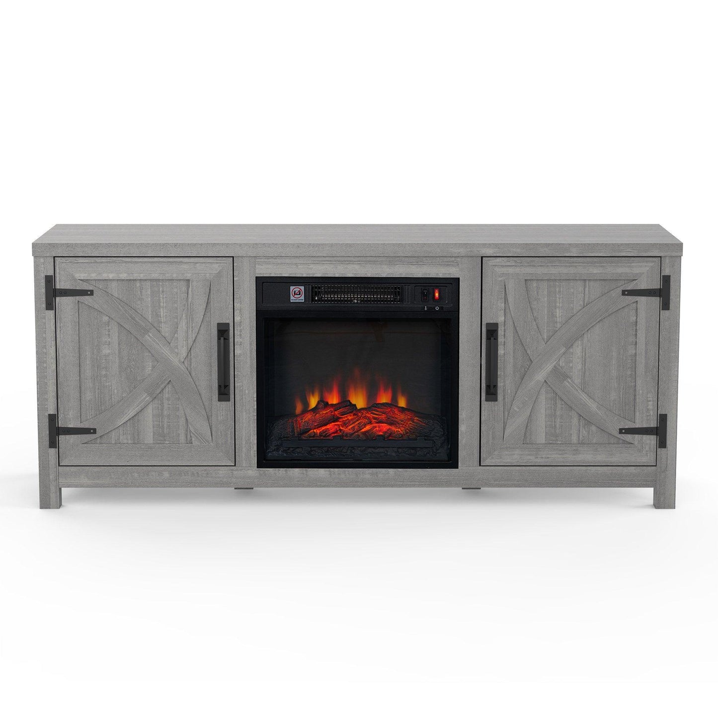 58" Farmhouse TV Stand with 18" Insert Electric Fireplace for Living Room