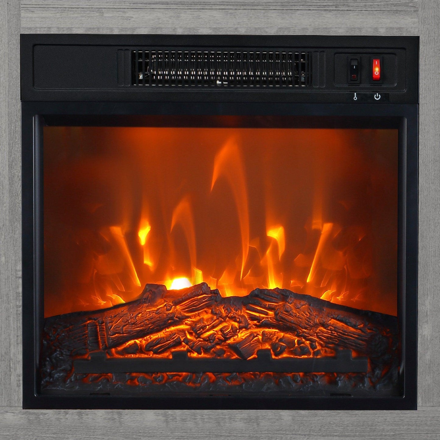 58" Farmhouse TV Stand with 18" Insert Electric Fireplace for Living Room