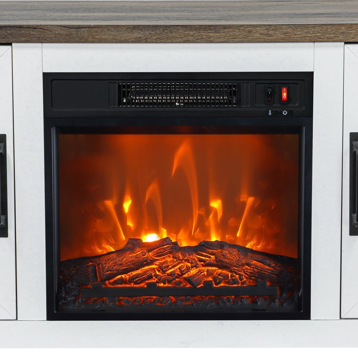 58" Farmhouse TV Stand with 18" Insert Electric Fireplace for Living Room