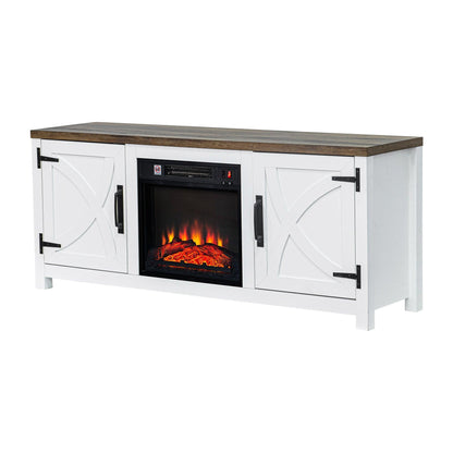 58" Farmhouse TV Stand with 18" Insert Electric Fireplace for Living Room