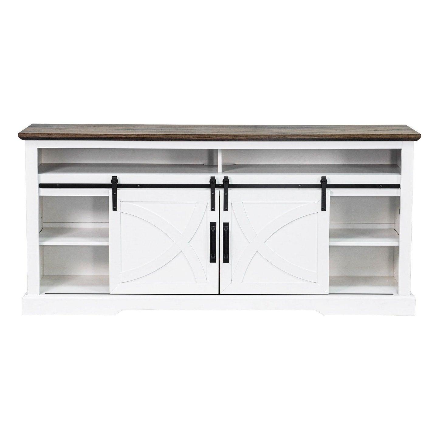 58" Farmhouse TV Stand with 18" Insert Electric Fireplace for Living Room