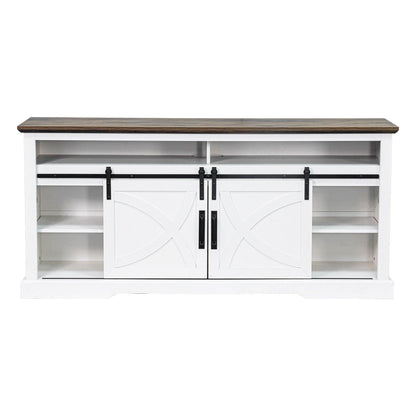 58" Farmhouse TV Stand with 18" Insert Electric Fireplace for Living Room