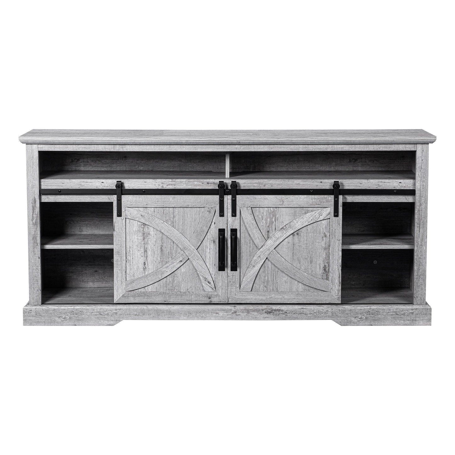 58" Farmhouse TV Stand with 18" Insert Electric Fireplace for Living Room